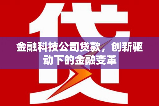 丰原金融科技公司贷款，创新驱动下的金融变革