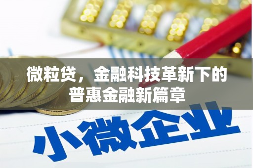 丰原微粒贷，金融科技革新下的普惠金融新篇章