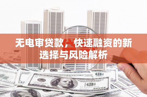 丰原无电审贷款，快速融资的新选择与风险解析