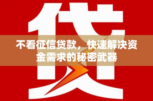 丰原不看征信贷款，快速解决资金需求的秘密武器