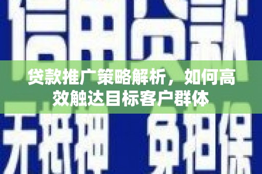 丰原贷款推广策略解析，如何高效触达目标客户群体