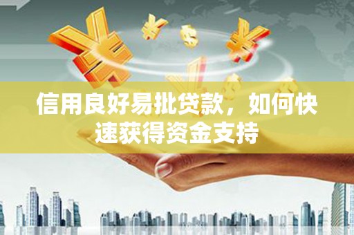 丰原信用良好易批贷款，如何快速获得资金支持
